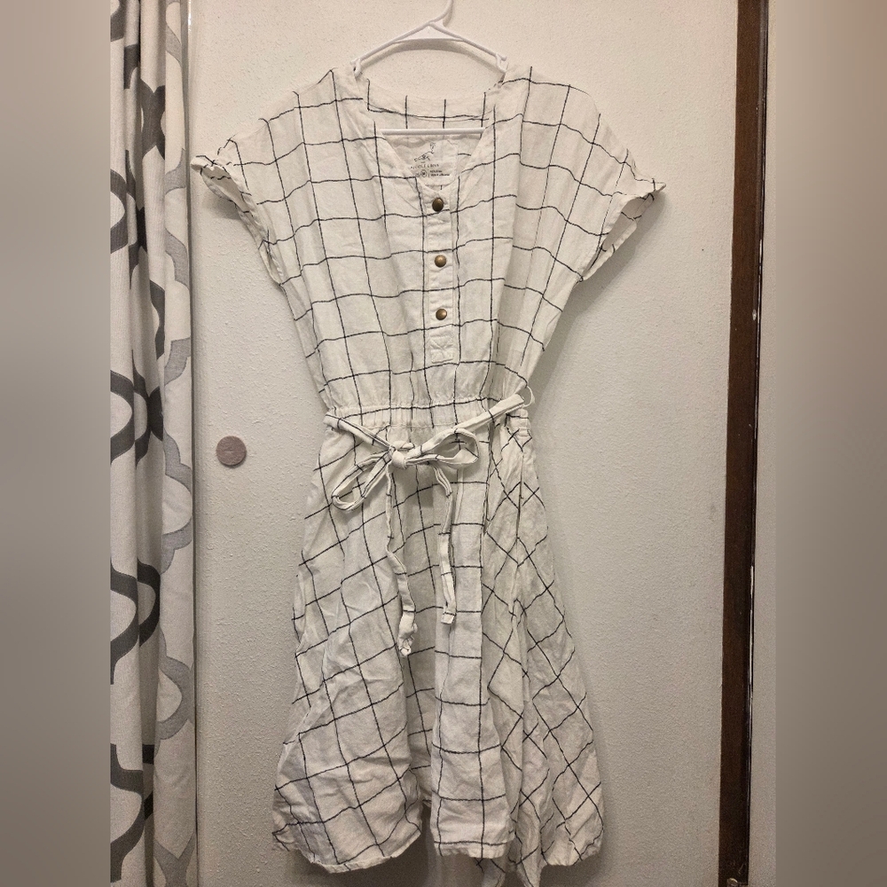 Notperfectlinen Npl White Black Check Grid Sydney Dress - Medium